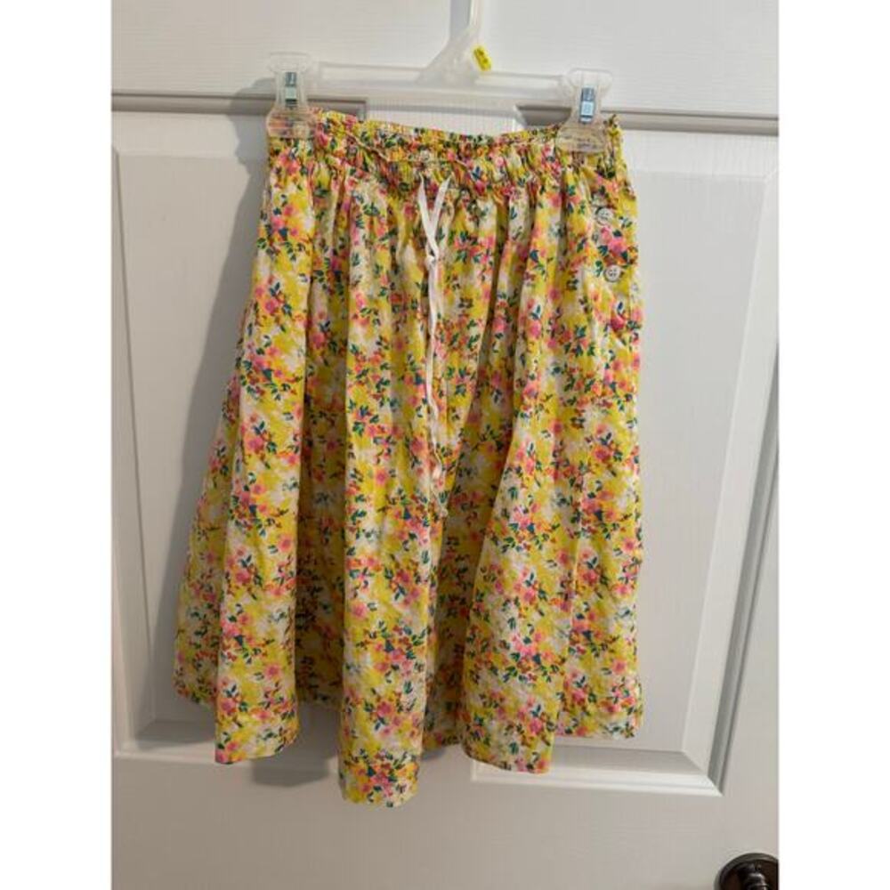 Aiotry Girl's Pull On Drawstring Lined Cotton Maxi Skirt Yellow Pink Floral 12